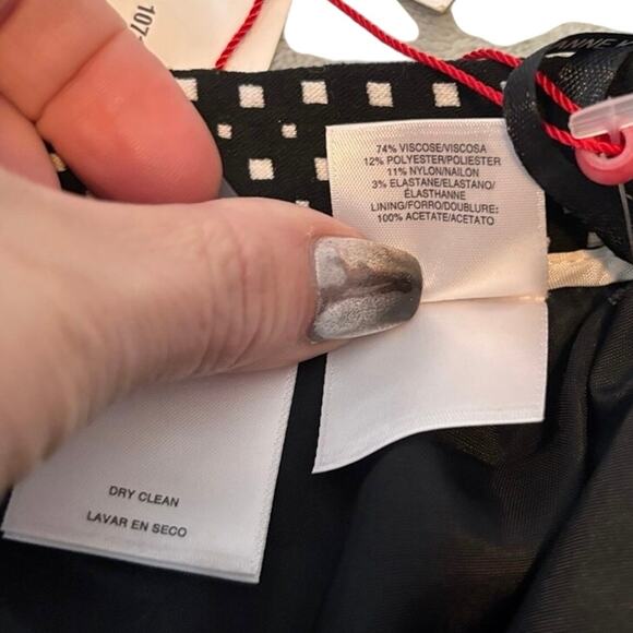 Anne Klein NWT Black White Polka Dot High Waist Pencil Skirt Sz 6 Workwear - Picture 5 of 5